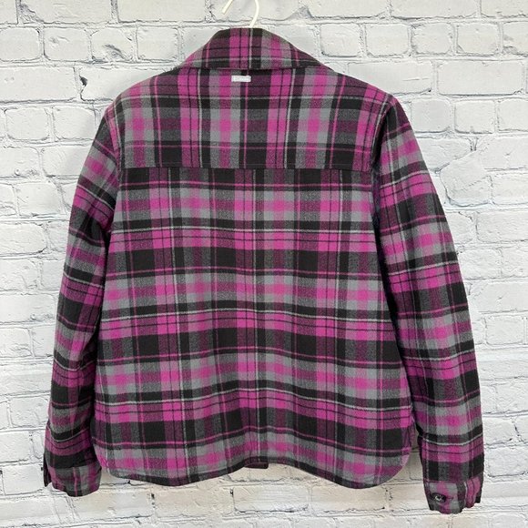 Columbia Women's Button Down Plaid Shacket Shirt Jacket, Size Large,‎ Magenta - Picture 2 of 10